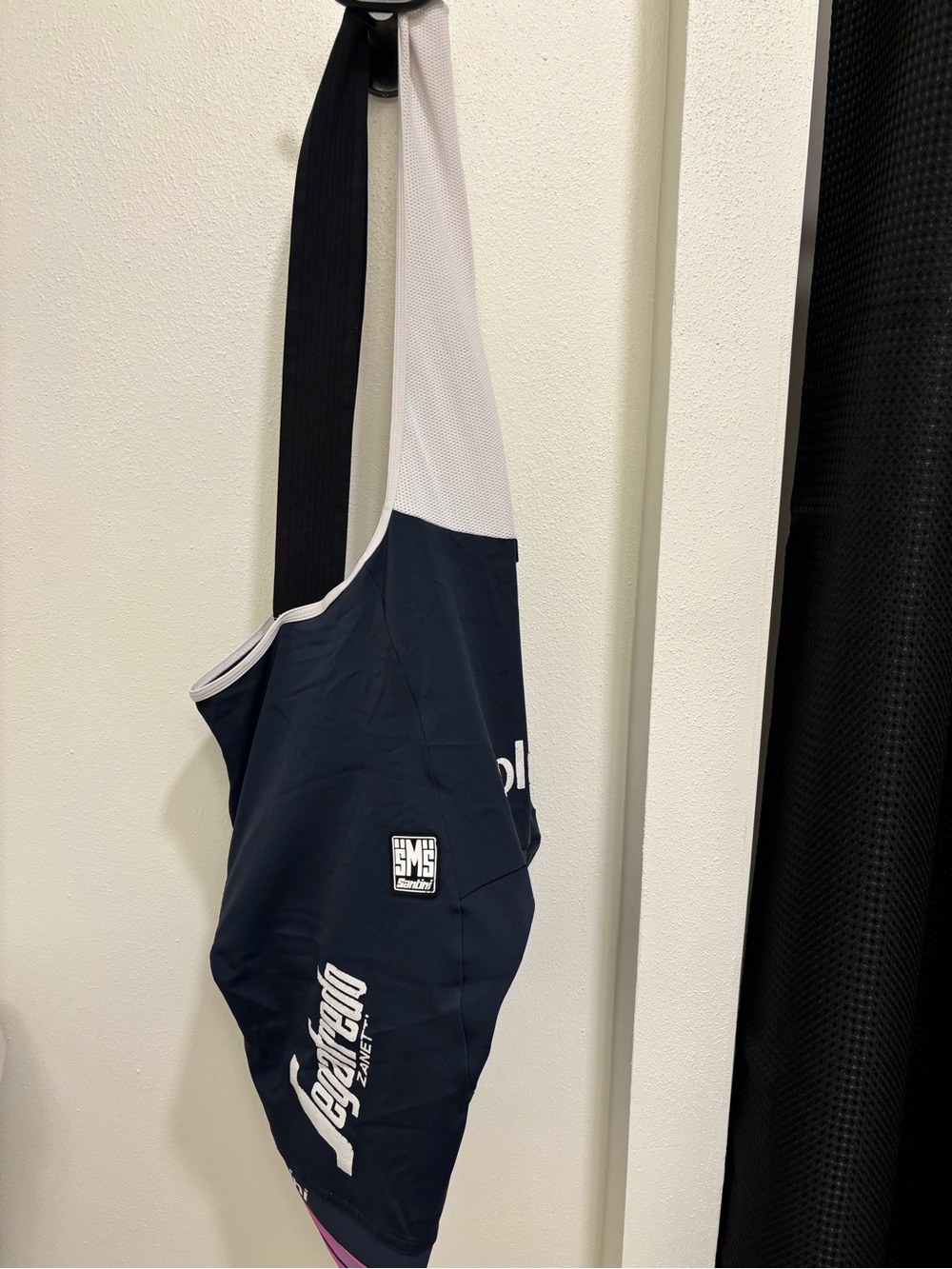 Santini Cycling Bib Shorts — Navy with Pink Accent - Picture 3 of 5